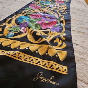 Floral Black and Gold Scarf